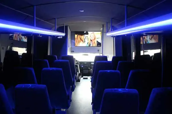 Interior Shuttle Van / Party Bus with Video Screen